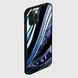 Чехол для iPhone 12 Pro Max Волнистая чёрно-синяя абстракция, цвет: 3D-черный — фото 2