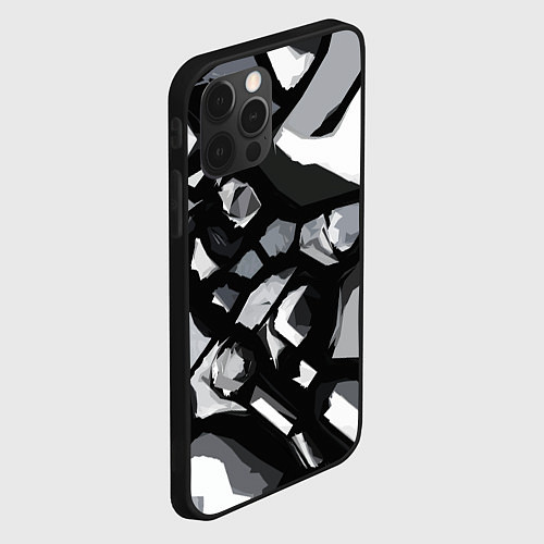 Чехол iPhone 12 Pro Max Чёрно-серая абстракция / 3D-Черный – фото 2