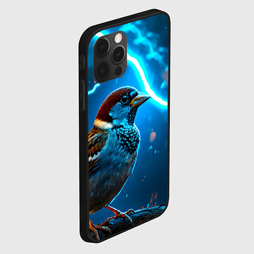 Чехол iPhone 12 Pro Max Воробей в грозу / 3D-Черный – фото 2