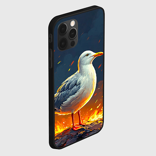 Чехол iPhone 12 Pro Max Чайка в огне / 3D-Черный – фото 2