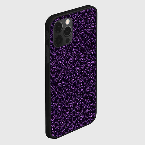 Чехол iPhone 12 Pro Max Тёмный фиолетовый волнистый паттерн / 3D-Черный – фото 2