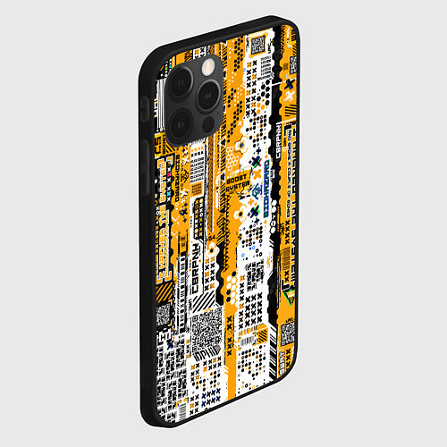 Чехол iPhone 12 Pro Max Cyberpunk pattern yellow / 3D-Черный – фото 2