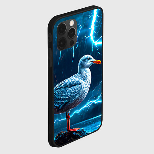 Чехол iPhone 12 Pro Max Чайка и молния / 3D-Черный – фото 2