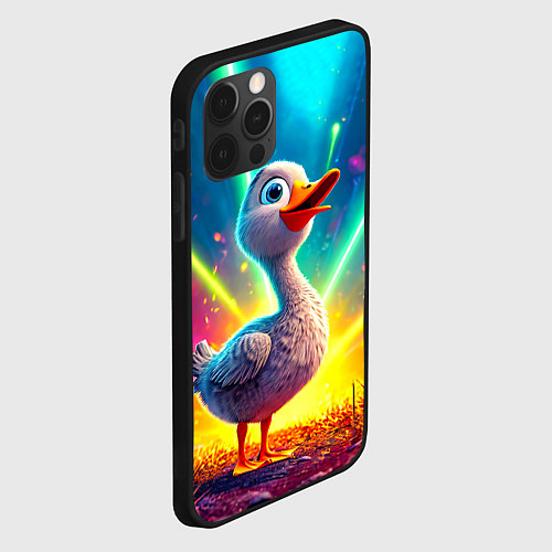 Чехол iPhone 12 Pro Max Веселая уточка / 3D-Черный – фото 2