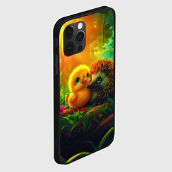 Чехол для iPhone 12 Pro Max Ежик и цыпленок 14 февраля, цвет: 3D-черный — фото 2