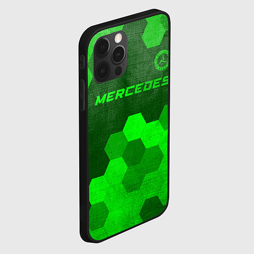 Чехол iPhone 12 Pro Max Mercedes - green gradient посередине / 3D-Черный – фото 2