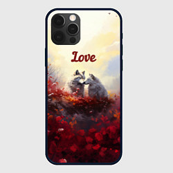 Чехол для iPhone 12 Pro Max Love волк и волчица, цвет: 3D-черный