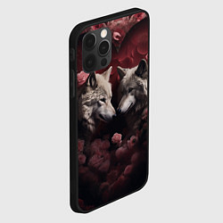 Чехол для iPhone 12 Pro Max Волк и волчица в сердце, цвет: 3D-черный — фото 2