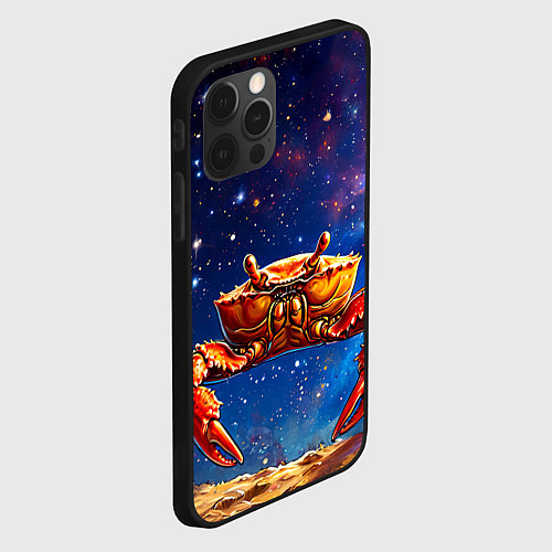 Чехол iPhone 12 Pro Max Краб в космосе / 3D-Черный – фото 2