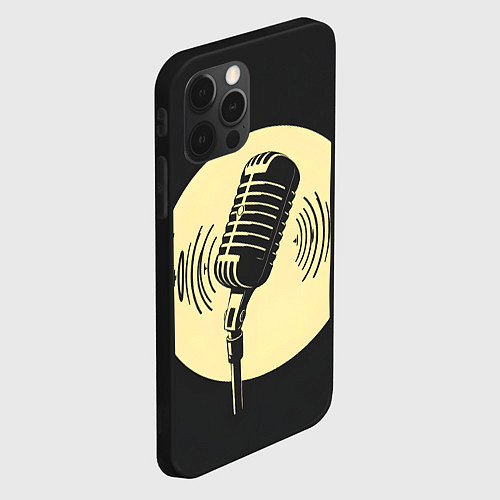 Чехол iPhone 12 Pro Max Микрофон на черном фоне / 3D-Черный – фото 2