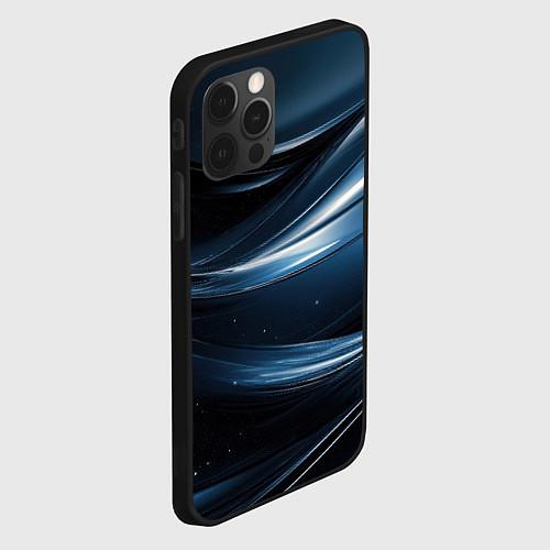 Чехол iPhone 12 Pro Max Геометрическая синяя текстура / 3D-Черный – фото 2