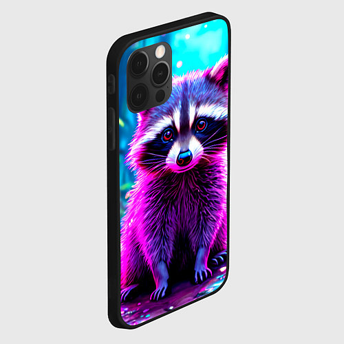 Чехол iPhone 12 Pro Max Енотик в сказочном лесу / 3D-Черный – фото 2