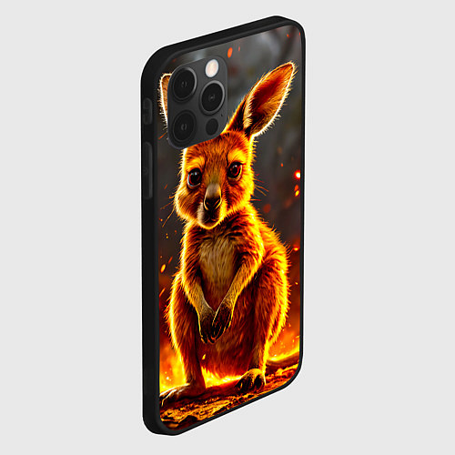 Чехол iPhone 12 Pro Max Кенгуру в огне / 3D-Черный – фото 2