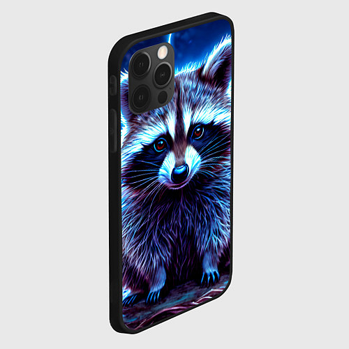 Чехол iPhone 12 Pro Max Енот в разрядах молний / 3D-Черный – фото 2