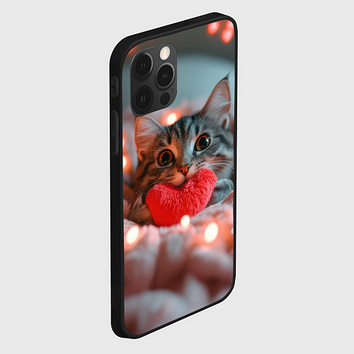 Чехол iPhone 12 Pro Max Котик с сердечком / 3D-Черный – фото 2