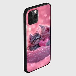 Чехол для iPhone 12 Pro Max Влюбленные котята в розовых блестках, цвет: 3D-черный — фото 2