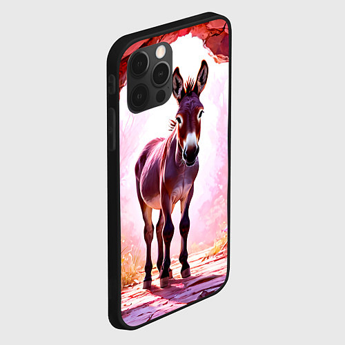 Чехол iPhone 12 Pro Max Осел в розовом свете / 3D-Черный – фото 2