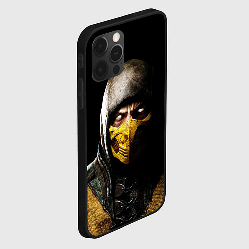 Чехол iPhone 12 Pro Max Mortal kombat Scorpion - кто следующий / 3D-Черный – фото 2