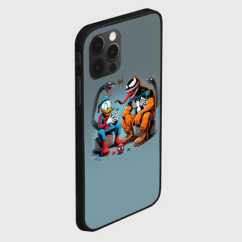 Чехол iPhone 12 Pro Max Two dudes - Venom and Spider-Duck / 3D-Черный – фото 2