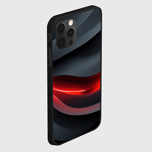 Чехол iPhone 12 Pro Max Плавная красно-черная текстура / 3D-Черный – фото 2