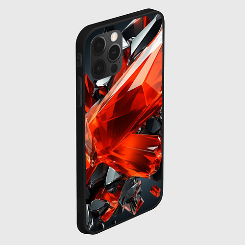 Чехол iPhone 12 Pro Max Красные алмазы и черные камни / 3D-Черный – фото 2