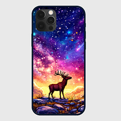 Чехол для iPhone 12 Pro Max Лось и звездное небо, цвет: 3D-черный