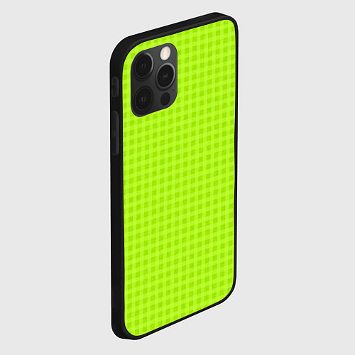 Чехол iPhone 12 Pro Max Кислотный зелёный паттерн клетка / 3D-Черный – фото 2