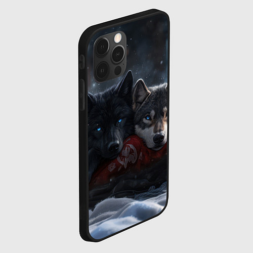 Чехол iPhone 12 Pro Max Love wolfs / 3D-Черный – фото 2