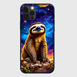 Чехол для iPhone 12 Pro Max Ленивец и звездное небо, цвет: 3D-черный