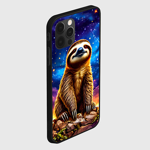 Чехол iPhone 12 Pro Max Ленивец и звездное небо / 3D-Черный – фото 2
