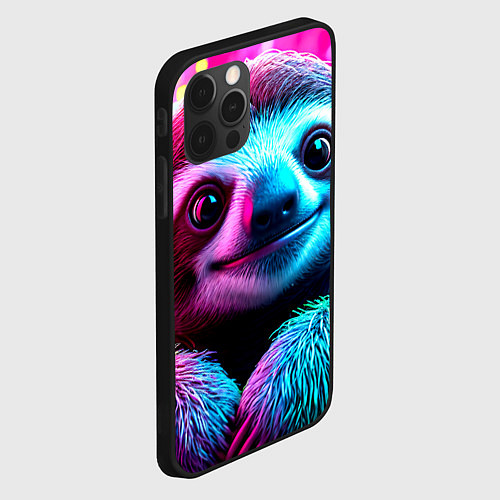 Чехол iPhone 12 Pro Max Ленивец в розовом / 3D-Черный – фото 2
