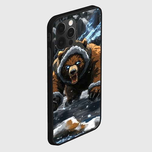 Чехол iPhone 12 Pro Max Злой русский медведь / 3D-Черный – фото 2