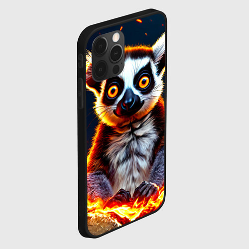 Чехол iPhone 12 Pro Max Лемур в огне / 3D-Черный – фото 2