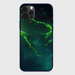 Чехол для iPhone 12 Pro Max Зеленые статичные брызги, цвет: 3D-черный