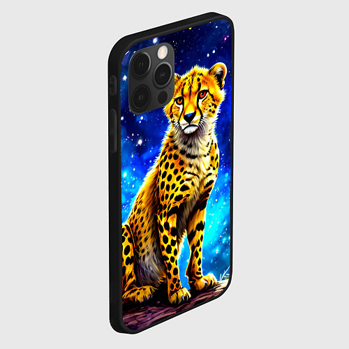 Чехол iPhone 12 Pro Max Гепард в звездную ночь / 3D-Черный – фото 2