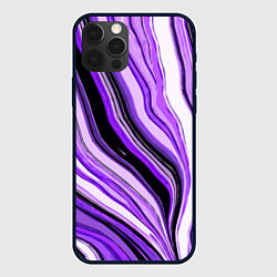 Чехол для iPhone 12 Pro Max Волнистые вертикальные чёрно-фиолетовые полосы, цвет: 3D-черный