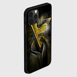 Чехол для iPhone 12 Pro Max Золотой треугольник под стеклянной вуалью с волнам, цвет: 3D-черный — фото 2