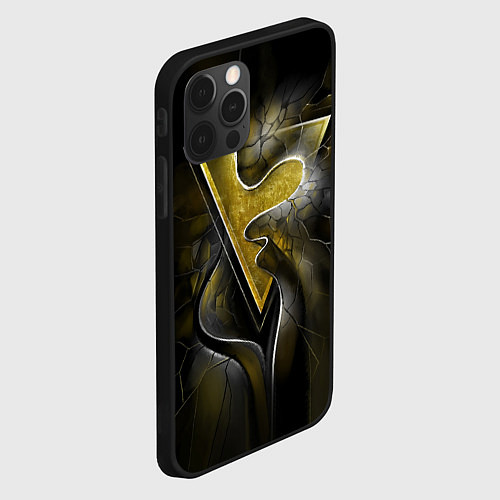 Чехол iPhone 12 Pro Max Золотой треугольник под стеклянной вуалью с волнам / 3D-Черный – фото 2