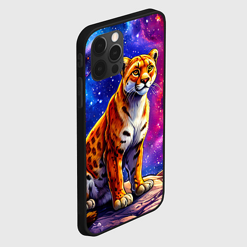 Чехол iPhone 12 Pro Max Пума и звездное небо / 3D-Черный – фото 2