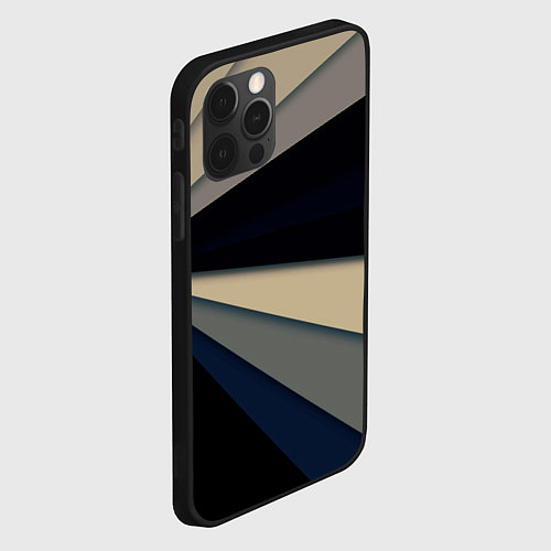 Чехол iPhone 12 Pro Max Фрактальные линии - темный / 3D-Черный – фото 2