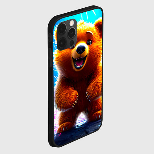 Чехол iPhone 12 Pro Max Медвеженок в ярких лучах / 3D-Черный – фото 2