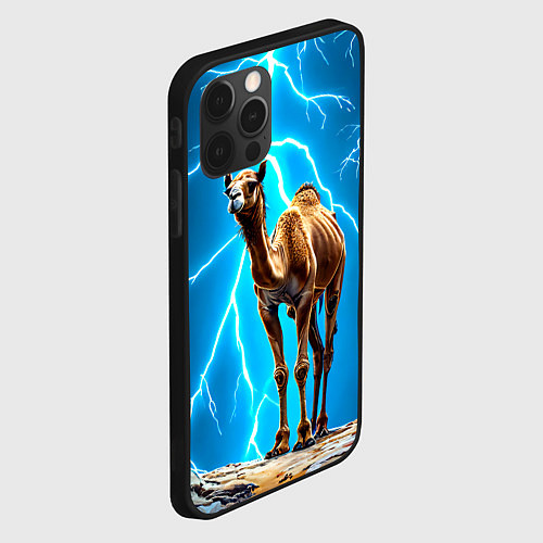 Чехол iPhone 12 Pro Max Верблюд и удар молнии / 3D-Черный – фото 2