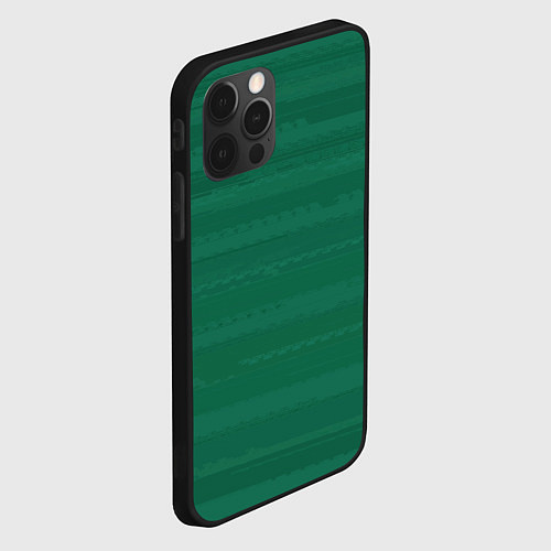Чехол iPhone 12 Pro Max Тёмный зелёный текстурные полосы / 3D-Черный – фото 2