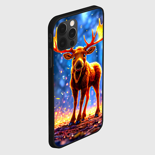 Чехол iPhone 12 Pro Max Лосенок в лесу / 3D-Черный – фото 2