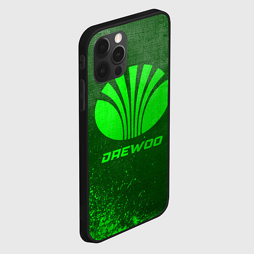 Чехол iPhone 12 Pro Max Daewoo - green gradient / 3D-Черный – фото 2