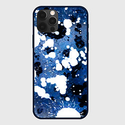 Чехол для iPhone 12 Pro Max Абстракция - white spots on a blue background, цвет: 3D-черный