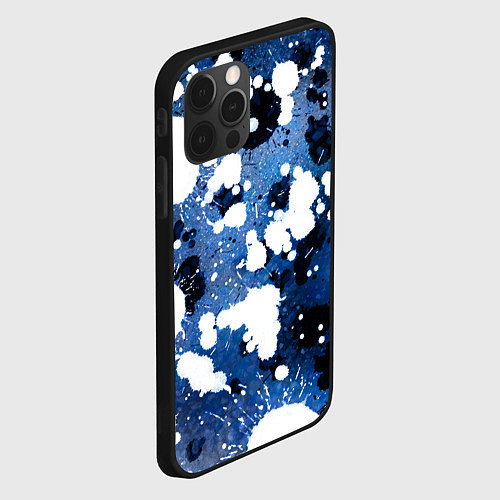 Чехол iPhone 12 Pro Max Абстракция - white spots on a blue background / 3D-Черный – фото 2