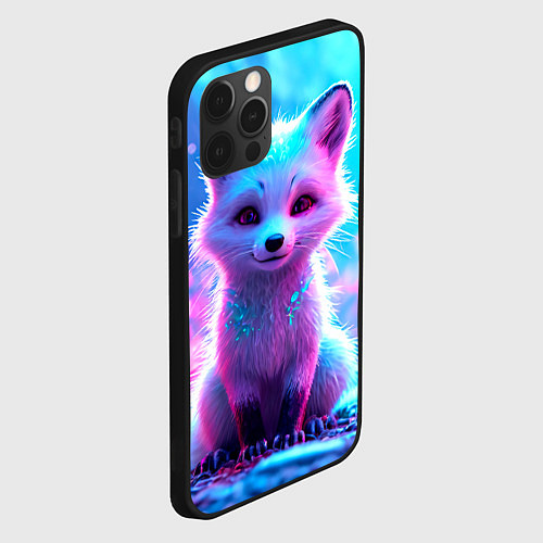 Чехол iPhone 12 Pro Max Песец в неоновом свете / 3D-Черный – фото 2