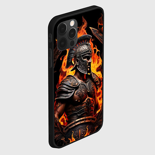 Чехол iPhone 12 Pro Max Гладиатор пламени огня / 3D-Черный – фото 2