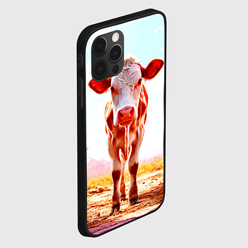 Чехол iPhone 12 Pro Max Корова в розовом / 3D-Черный – фото 2